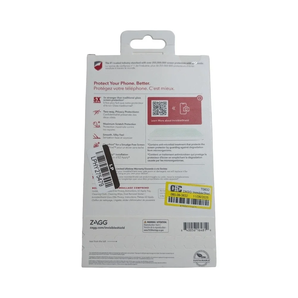 Aa9-N ZAGG‎ invisible Shield Screen Protector Elite Privacy iPhone 14 Pro 5G